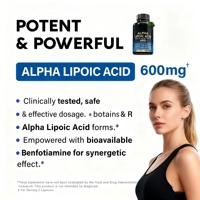 Capsules de complément alimentaire ALA OEM/ODM avec acide alpha-lipoïque 600 mg - Antioxydant pour les nerfs, l'énergie - Sans OGM et végétalien 60 capsules