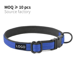 Collier pour chien Pug en nylon épais bleu foncé, personnalisable avec logo OEM, sangle en nylon épaisse, boucle en métal, réglable, polyester, vente en gros - Product Image 1