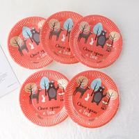 Assiettes en papier jetables colorées de dessin animé, fournitures de mariage, décoration pour enfants # Vaisselle de fête d'anniversaire en gros de 7 pouces