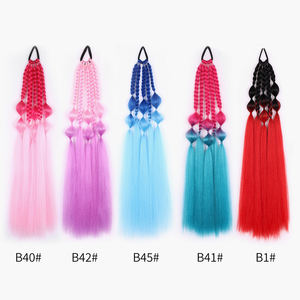 Ombre Bleu 24 Inch Box Braid Hair Mini Twist Hair Synthétique Ponytail Headpiece avec Bande <span class=keywords><strong>de</strong></span> Cheveux Élastique - Product Image 3