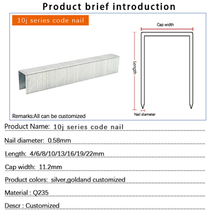Qualité industrielle 1010J Cloueur Pneumatique 10mm Tige Lisse Brad Nails Meubles <span class=keywords><strong>Menuiserie</strong></span> Travail U Type Pack Fer Agrafe - Product Image 5