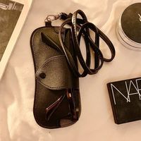Étui à lunettes de soleil personnalisé avec logo, en cuir PU, avec lanière tour de cou et porte-clés, pochette de rangement pour lunettes