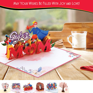 Carte de vœux 3D pop-up Super Maman, cadeau pour la fête des mères, carte en papier avec impression numérique et vernissage UV - Product Image 1