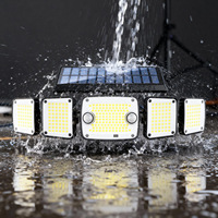 Lampe solaire extérieure à 300 LED, 5 têtes, avec détecteur de mouvement, contrôle de la lumière, étanche, pour mur, extérieur, maison, jardin, cour, rue