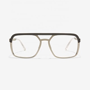 <span class=keywords><strong>Double</strong></span> <span class=keywords><strong>pont</strong></span> femmes unisexe en acier inoxydable surdimensionné métal lunettes de vue chine en gros optique cadre de lunettes - Product Image 4