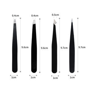 カスタマイズされた化粧品ピンセット2個4個ブラックピンク傾斜先のとがったまつげ眉毛ピンセットセットケース付き - Product Image 4