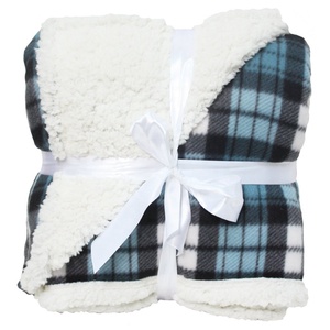 Couverture Sherpa en peluche à Double pli, tissu à carreaux <span class=keywords><strong>rouge</strong></span>, vente en gros, - Product Image 2