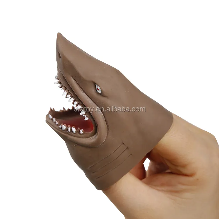 カスタム卸売新しい高シミュレートされた面白い獣動物の手人形のおもちゃサメと恐竜の人形の手のおもちゃ