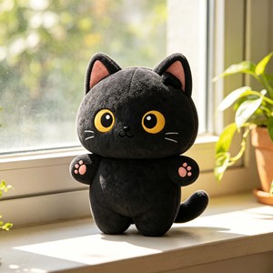 Peluche chaton noir mignon, jouet en peluche doux et moelleux, cadeau pour filles, jouet <span class=keywords><strong>chat</strong></span> noir en peluche - Product Image 5