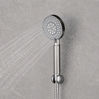 Pommeau de douche chromé portable avec tuyau en silicone, support à boucle élastique, triple sortie, haute pression, économie d'eau pour usage hôtelier et toilettes