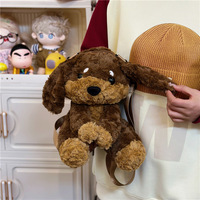 Tas Selempang Anjing Bulu Halus Kawaii dengan Tali yang Dapat Disesuaikan, Dompet Boneka untuk Hadiah Remaja Perempuan