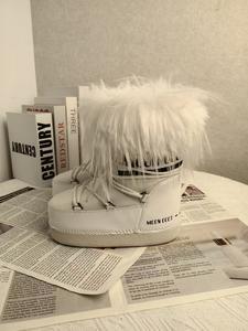 حذاء برقبة لثلج موضة القمر والفضاء للنساء في فصل الشتاء جديد سميك دافئ كم سادة غير قابل للانزلاق بطانة مبطنة بالفم - Product Image 6