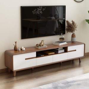 Meuble TV moderne en <span class=keywords><strong>bois</strong></span> brillant de luxe - Portes coulissantes, <span class=keywords><strong>console</strong></span> multimédia avec rangement, design écologique <span class=keywords><strong>et</strong></span> durable, pieds en métal, gain de place - Product Image 2