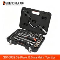 Kit d'outils de réparation automobile multifonctionnel en acier au carbone, avec clé à cliquet et douilles, boîte à outils facile à transporter, garantie à vie