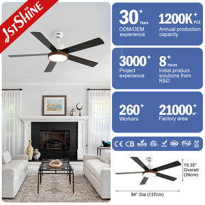 1stshine LED ventilateur de plafond 54 pouces 6 vitesses vent confortable 3 couleurs LED lumière dimmable ventilateur de plafond avec télécommande - Product Image 3