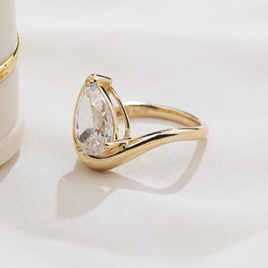Anillo de diamantes cultivados en laboratorio de oro amarillo de 18 quilates Messi Jewelry MSR-2010 para mujer - Product Image 3