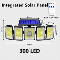 Lampe solaire à détecteur de mouvement 300 LED, étanche IP65, télécommande, commande vocale, lampe murale de sécurité pour jardin, utilisation intérieure/extérieure