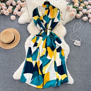 Robes décontractées imprimées à manches courtes et col en V, style bohème, pour les vacances à la plage - Product Image 4
