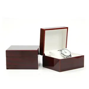 Boîte de montre en bois unique de luxe Case Heures Insert d'oreiller Boîte de montre noire personnalisée Boîte de montre en bois piano laque avec logo