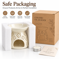 En gros, Brûleur d'huile en céramique à découpes florales, Chauffe-cire d'aromathérapie et Porte-bougie chauffe-plat pour la décoration intérieure