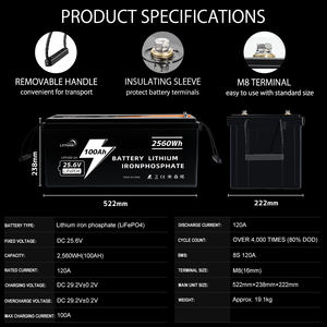 Lvyuan penjualan terlaris baterai Ion litium 25.6V baterai penyimpanan energi 24V 100Ah baterai LifePo4 dengan BMS - Product Image 6