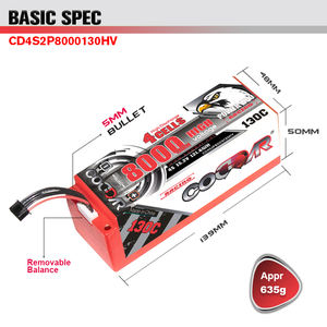 CODDAR 4S 8000MAH HV 15.2V 130C 260C 5mm mermi sert çanta RC LiPo pil için 1/8 1/10 RC araba tekne - Product Image 3