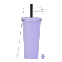Nouvelle tasse à paille en acier inoxydable 2026, 710 ml, avec couvercle à grande ouverture, pour bubble tea, personnalisable, grande capacité, isotherme, pour voiture