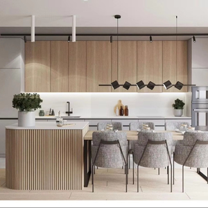 Hiện đại tùy chỉnh rắn gỗ Veneer tủ bếp không thấm nước đá Granite bồn rửa backsplash để sử dụng nhà cho các nhà phát triển bất động sản - Product Image 6