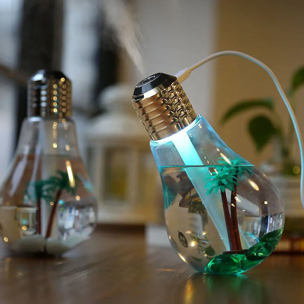 400ML אוויר אדים יצירתי ארומתרפיה צבעוני הנורה מכשירי אדים חיוני שמן מפזרים עבור בית מיקרו נוף מרסס