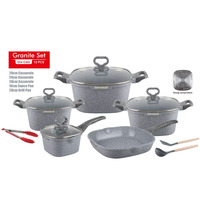 Ensemble de casseroles et poêles antiadhésives de haute qualité en granit, avec couvercles en verre, en aluminium moulé sous pression