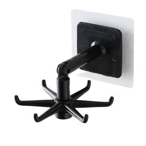 Utensilios de cocina montados en la pared no perforados, estante de almacenamiento con gancho de cocina giratorio de 360 grados - Product Image 1