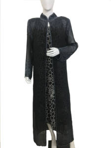 ชุดเดรสยาวสไตล์อาบายาของผู้หญิงคาร์ดิแกนยาวเต็มตัวพิมพ์ลายแบบดั้งเดิมพร้อมปักด้วยมือสำหรับเดือนรอมฎอน - Product Image 2