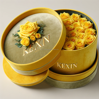 Boîte à fleurs de chapeau de forme ronde de haute qualité pour boîtes de Bouquet d'affichage de fleurs avec Logo boîte à fleurs ronde en velours avec conception de ruban