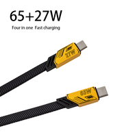 Kabel Data USB Tipe C pengisian daya cepat, kabel Data datar jalinan cepat 3 in 1 Universal