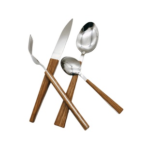 Oem 24Piece Chất lượng cao nhựa tái sử dụng thiết lập dao kéo ăn tối ngã ba và Spoon <span class=keywords><strong>Set</strong></span> với đá cẩm thạch xử lý - Product Image 5