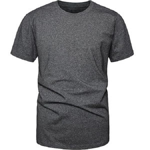 เสื้อยืดคอกลมแขนสั้นของผู้ชายทรงปกติสีดำเทาปรับแต่งได้ตาม100% - Product Image 3