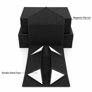 Custom Collapsible Magnetic Gift Box Black Folding Rigid Paper Gift Box Fold Flat Storage Packaging Box Own Factory Custom Print - Product Image 3