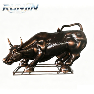 <strong>Large</strong> Life Size Outdoor Wall <strong>Street</strong> Charging Bull Statue Bronze Animal Sculpture Stock Market Office Decor Modern Casting 340cm - Product Image 1