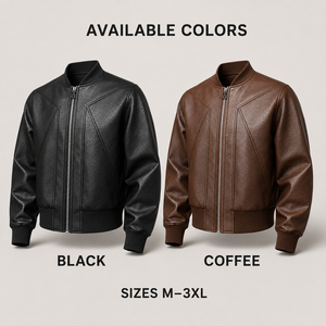 Chaqueta <span class=keywords><strong>de</strong></span> Cuero para <span class=keywords><strong>Hombre</strong></span>, en Stock, <span class=keywords><strong>Estilo</strong></span> Bomber <span class=keywords><strong>de</strong></span> Imitación, Cuello Alto, Cremallera Completa, Puños y Dobladillo Acanalados, Bolsillos Laterales, Otoño, Béisbol, Moto, Biker - Product Image 4