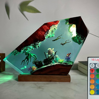 Lampe en résine pour dropshipping, modèle 3D Pieuvre Plongeur, Ornement artistique, Lampe de bureau créative, Veilleuse de chevet avec télécommande et RGB à intensité variable