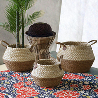 Pot de fleurs naturel multi-fleurs en paille tressée écologique, durable et léger pour la maison et le jardin, style minimaliste