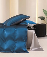 Ensemble de literie 100% soie de mûrier, 4 pièces, housse de couette en soie pure, ensemble de draps avec 2 taies d'oreiller, ensemble de linge de lit taille King Queen