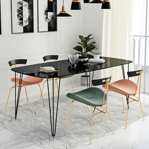 Ensemble de table à dîner salle à manger meubles en marbre table à manger 6 chaises modernes - Product Image 5