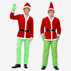<span class=keywords><strong>Disfraz</strong></span> de <span class=keywords><strong>Grinch</strong></span> Navideño, <span class=keywords><strong>Disfraz</strong></span> de Papá Noel <span class=keywords><strong>para</strong></span> Adultos, Monstruo de Pelo Verde, Ropa de Cosplay con Cinturón y Sombrero, Disfraces <span class=keywords><strong>para</strong></span> Escenario - Product Image 1