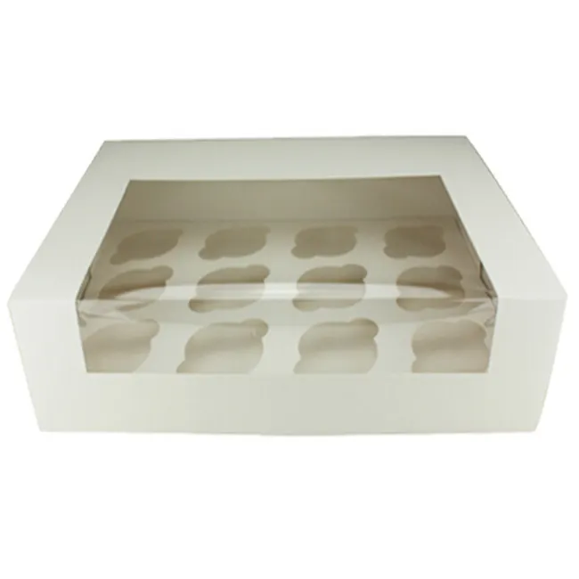 12 Cupcake Carrier Box White Paper Cake Box for Cupcakes Packaging Holding