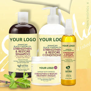 Set Maschera e Shampoo all'Olio di Ricino Nero <span class=keywords><strong>Giamaicano</strong></span> Biologico - Anti-Forfora, Lisciante, Riparatore per Capelli Secchi e Lunghi, 5 Pezzi Unisex - Product Image 1