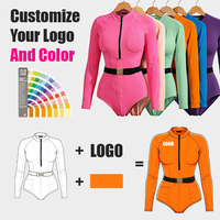 Maillot de bain gainant taille haute à manches longues pour femme, idéal pour le surf et les sports nautiques