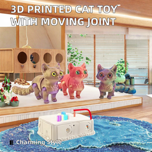 Modèle de jouet pour chat imprimé en 3D créatif, mignon et tendance, avec articulations mobiles, en plastique, animal et dinosaure, parfait comme ornement et cadeau de décoration pour enfants - Product Image 2