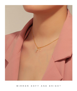 Double Layer Cross Pendant Necklace 18K Gold Plated Brass Jewelry Zircon Claw Setting Classic Link <b>Chain</b> 20inches Unisex - Product Image 3