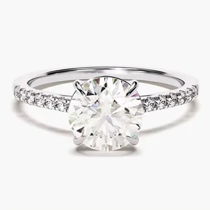Круглое обручальное бриллиантовое кольцо 14 карат 18 карат из чистого золота простое Пасьянс бриллиантовое кольцо свадебное обещающее кольцо